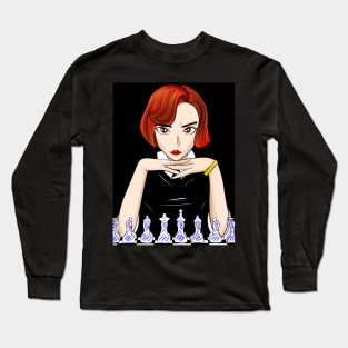 queen gambit in black chess game Long Sleeve T-Shirt